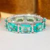 Green Crystal Zircon Rectangle Stone Rings For Women Vintage CopperColor Engagement Ring Wedding Jewelry Bridal Versatile Gifts