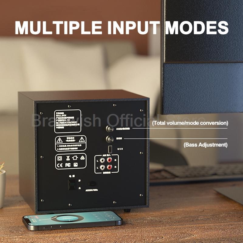 4 Inch 31W Bluetooth Speaker Subwoofer 2.1 Sound Box Amplifier High Power Home Theater Home Cinema 360°Sound System PC Audio Set