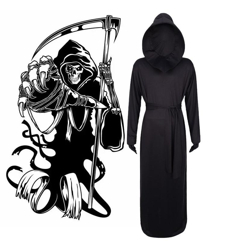 Halloween Black Death God Cosplay Costume With Polyester Fabric For Stage Performances And Party Events