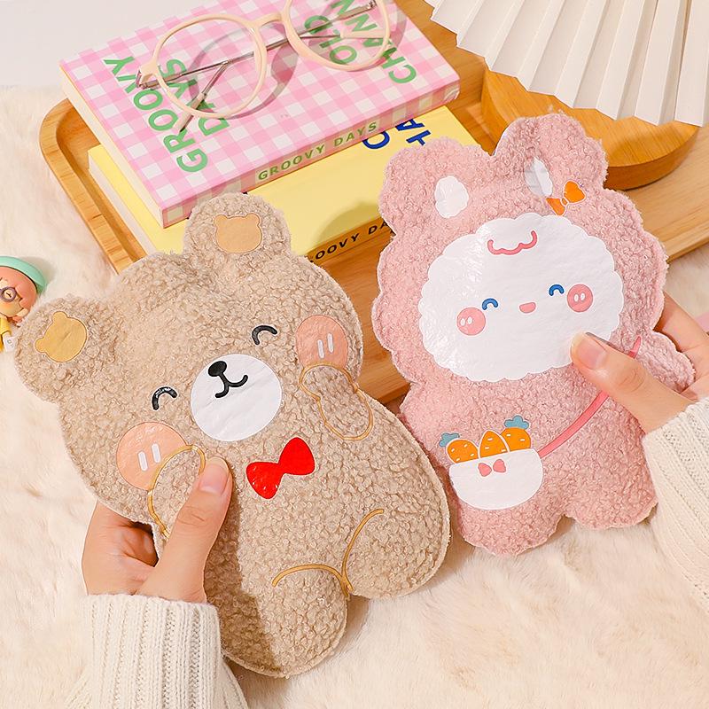 Winter Teddy Cartoon Bear-Shaped Plush Hot Water Bag - Small, Portable Hand Warmer for Students