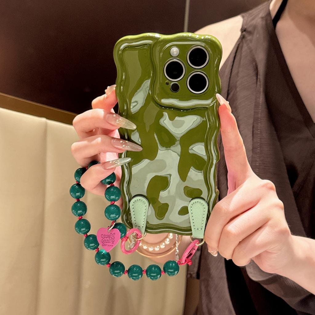 Candy color hanging chain wavy case for iPhone16Pro max mobile phone case Apple 17 soft case 14/13