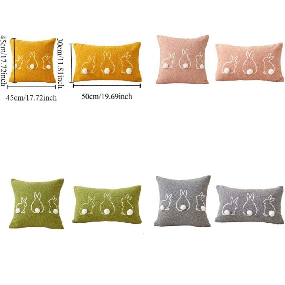 Plush Easter Bunny Pillow Cover Square/Rectangular Pillowslip Cartoon Rabbit Pillow Case  Bed Room