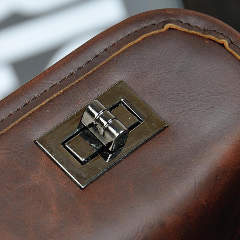 Crazy Horse Leather Men's Bag Casual Retro One-shoulder Crossbody Bag Double Screw Lock Design Anti-theft Wear-resistant Computer Official Bag