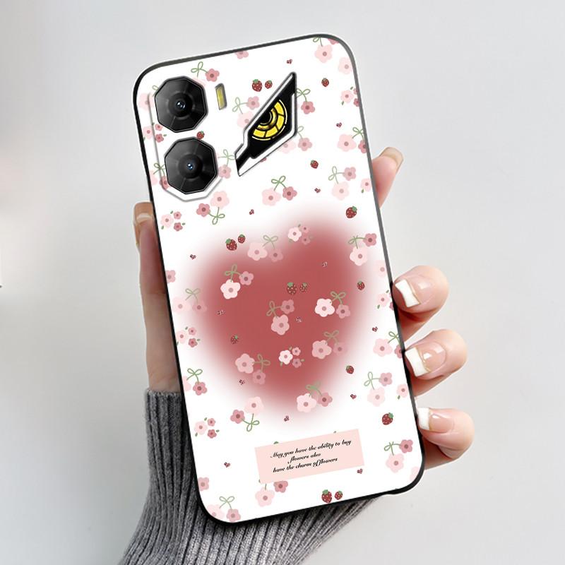 Custodia per Stampa per ZTE Nubia Neo 3 5G Fundas Capa Guscio Nero in Silicone Morbido Copertura ZTE Nubia Neo 3 GT Carina Custodia con Fiore e Cartone Animato