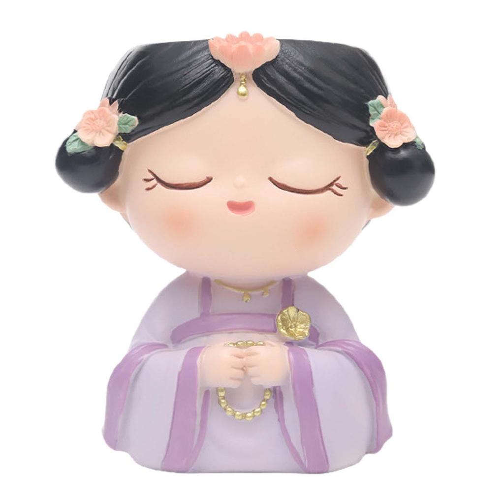 Head Planter Girl Figurine Decorative Pen Holder Crafts Ornament Desktop Flowerpot for Courtyard Outdoor Office Yard Home Decor