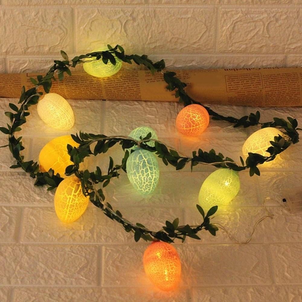 Luminous Easter Egg Wreath 2M 10 LED Lights Easter Twig Garland Waterproof Crack Easter Egg Artificial Easter Lights String