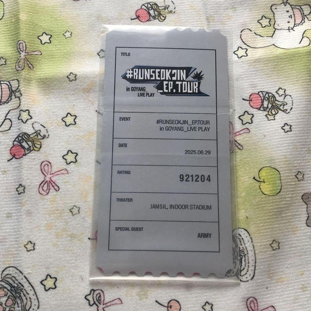 [USED] BTS Jin Day 2 6.29 RUNSEOKJIN EP.TOUR Trading Card