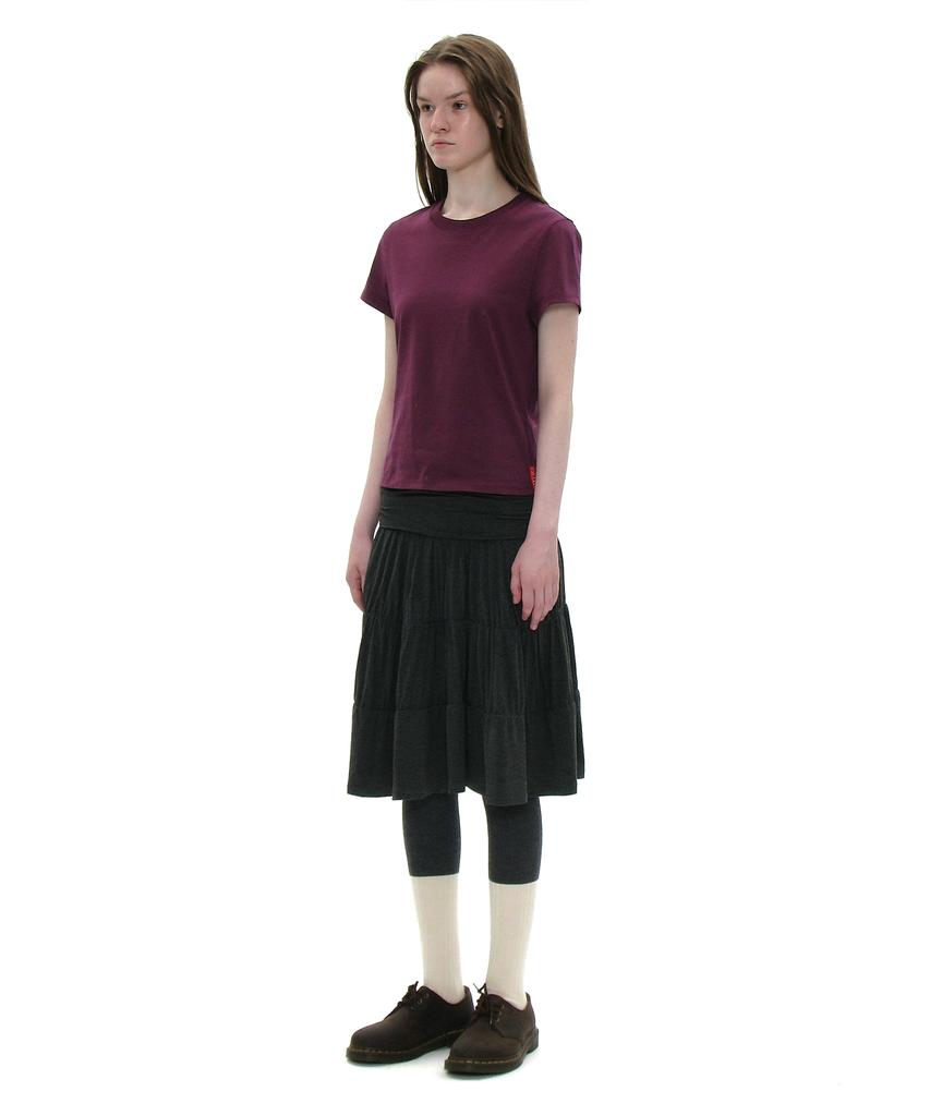 Partimento Woman Pwc Jersey Shirred Tiered Midi Skirt_Charcoal Melange