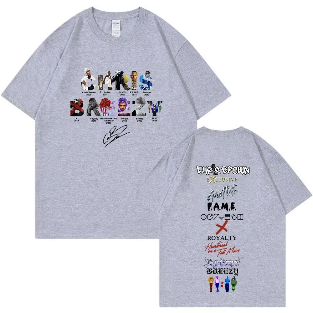 Rapper Chris Brown Breezy Tshirt 1111 Tour 2026 TShirt Men Women Harajuku ONeck Short Sleeve Top Fans Gift Streetwear