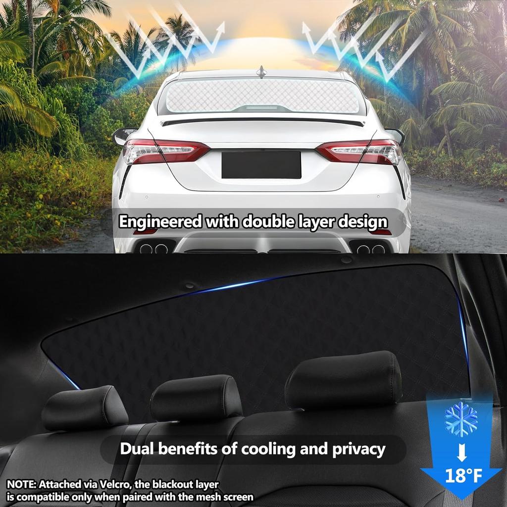ZATOOTO Rear Windshield Sunshade For Toyota Camry 2018- Rear Windshield Sunshield Double Layer For Sunshade And Privacy Offer Great Visibility Sun