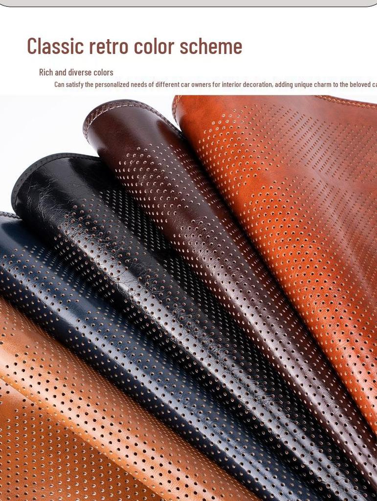 Universal Ventilated Leather Car Seat Cushion - Breathable, Non-Slip, Four Seasons Retro Design