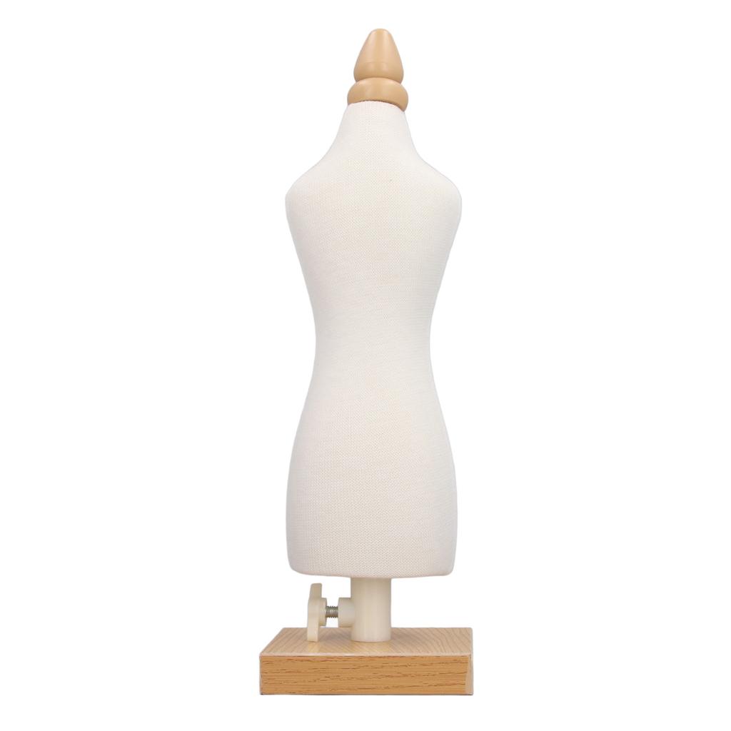 Doll Dress Form 12.2 Inch Canvas Clothes Sewing Mannequin Table Top Display Clothing Stand with Wooden Base for Sewing