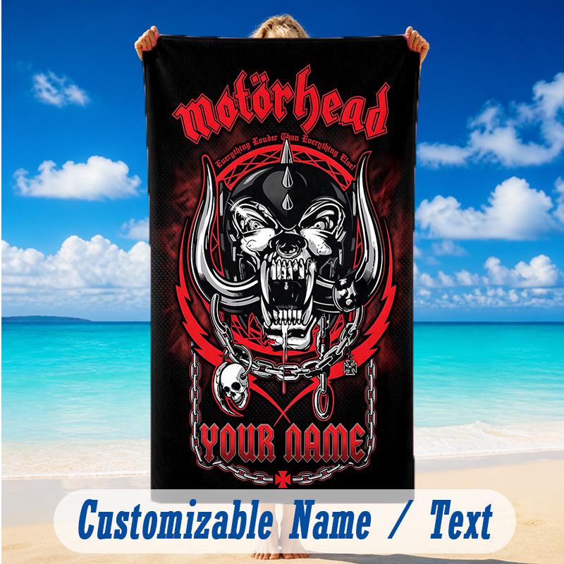 Beach Towel Custom Name Text, Quick Dry Large Towel For Beach HomeMotorhead