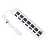7 Ports LED USB 2.0 Adapter Hub Power On/off Switch for PC Laptop BK