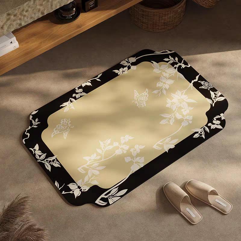 Medieval Style Diatom Mud Floor Mat, High-Grade Sense, Dirt-Resistant And Easy To Take Care Of, Bathroom, Water-Absorbing, Non-Slip