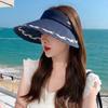 Portable Wide Brim Woven Cap Solid Color Sunscreen Empty Top Hat Travel Straw Visor Cap  Summer