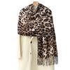 Womens Lightweight Faux Cashmere Scarf With Leopard Print - Korean Style Winter Shawl Soft Draping Wrap