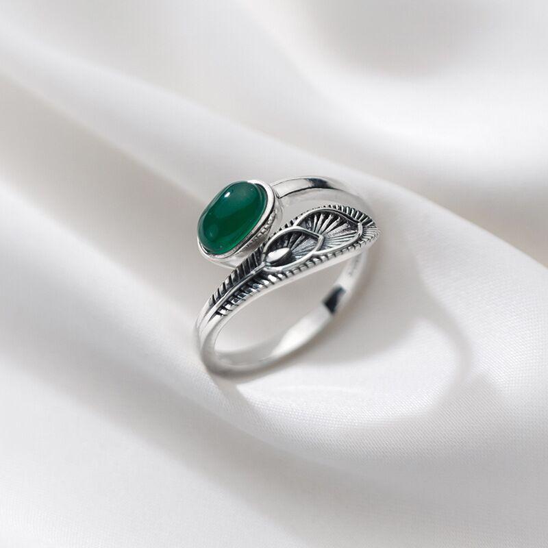 

New Fashion Silver Color Open Finger Ring Geometric Green Square Punk Stackable For Women Girl Jewelry Gift Dropship Wholesale resizable