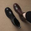 Krazing Pot Microfiber Round Toe Chunky Heels Motorcycle Boots Size 42 Zip Women Platform Ankle Boots