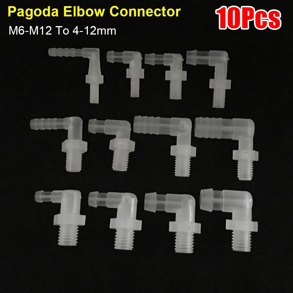 10Pcs PP PE Pagoda Elbow Connector Plastic Hose Fittings for Aquarium Fish Tank Fittings