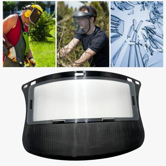Ocelová drátěná síťka Obličejový štít Připevnění k bezpečnostním přilbám Plná ochrana obličeje před létajícími částicemi Odolný chránič obličeje pro lesnictví a venkovní práce