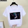 Parody Retro Oil Painting Print Ladies Simple Loose White Round Neck Short Sleeve T-shirt Women Clothing Graphic Tops Harajuku