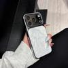 Elegant White Resin Apple Phone Case: Full Coverage for iPhone 13, 14, 15, 16 Pro Max, Large Window, Electroplated Finish for Women