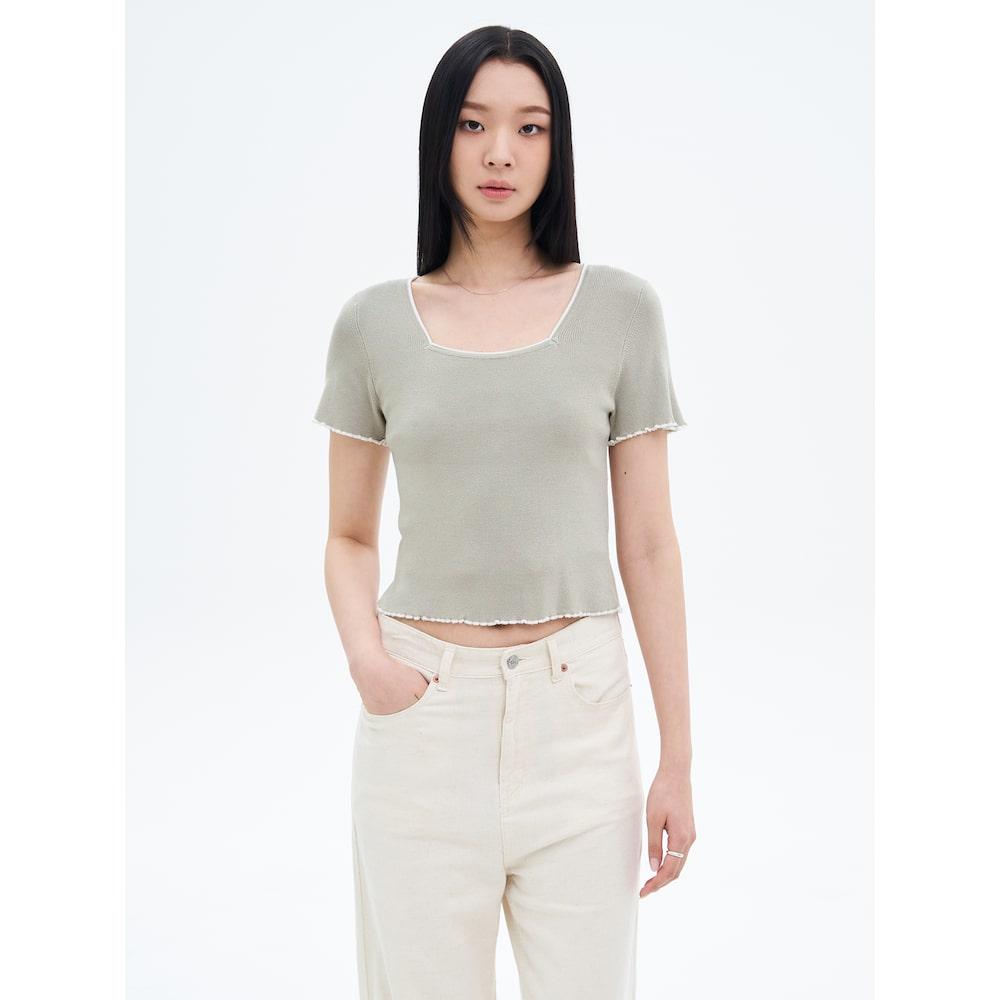 8Seconds Square Neck Crop Pullover Light Green Light Green/L