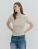 Aeskoneo Mock Neck Dolman Short Sleeve T-Shirt Beige At5Tsf078Bi