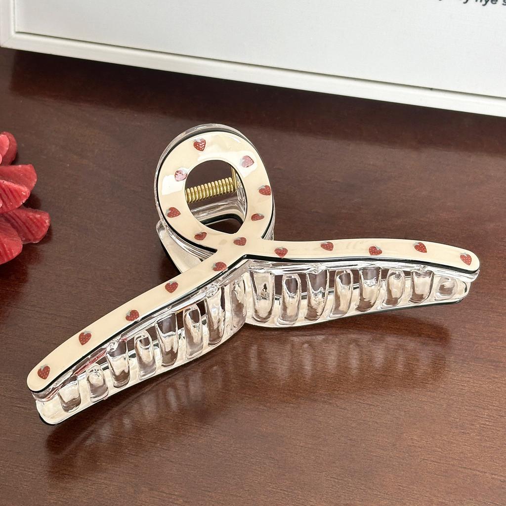 Trendy Hair Large Claw Clips Featuring Floral And Strawberry Prints For Women
