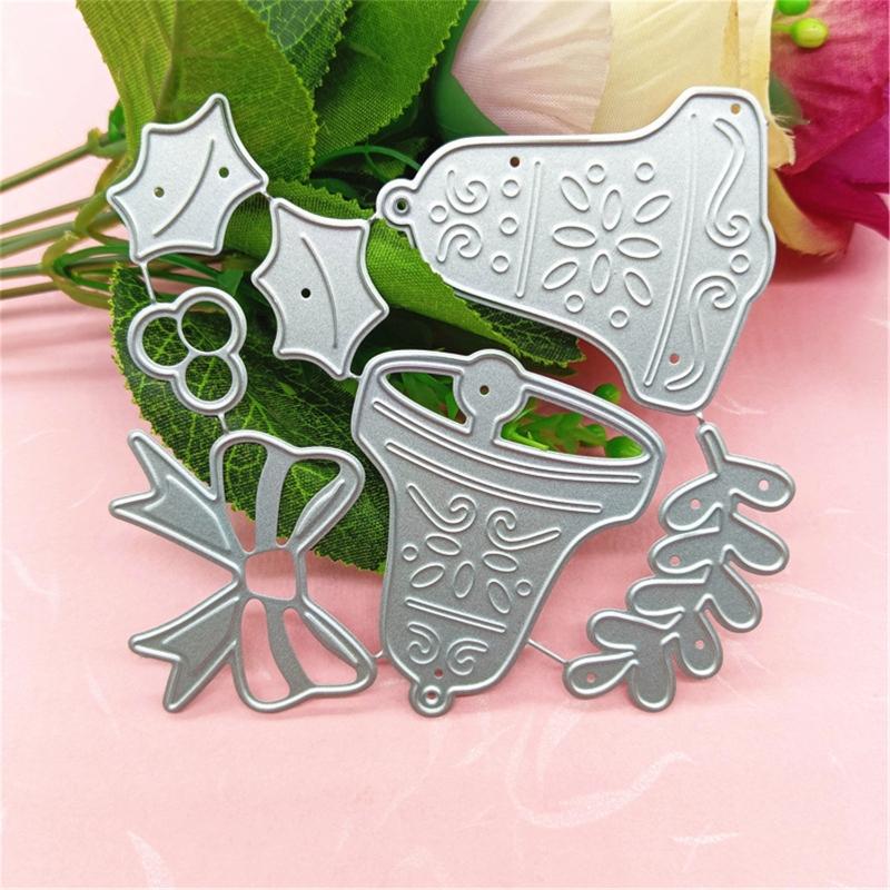 Christmas Bells Cutting Dies Christmas Bow Die Cuts Templates for Card Making Scrapbooking DIY Papercraft Album Crafts
