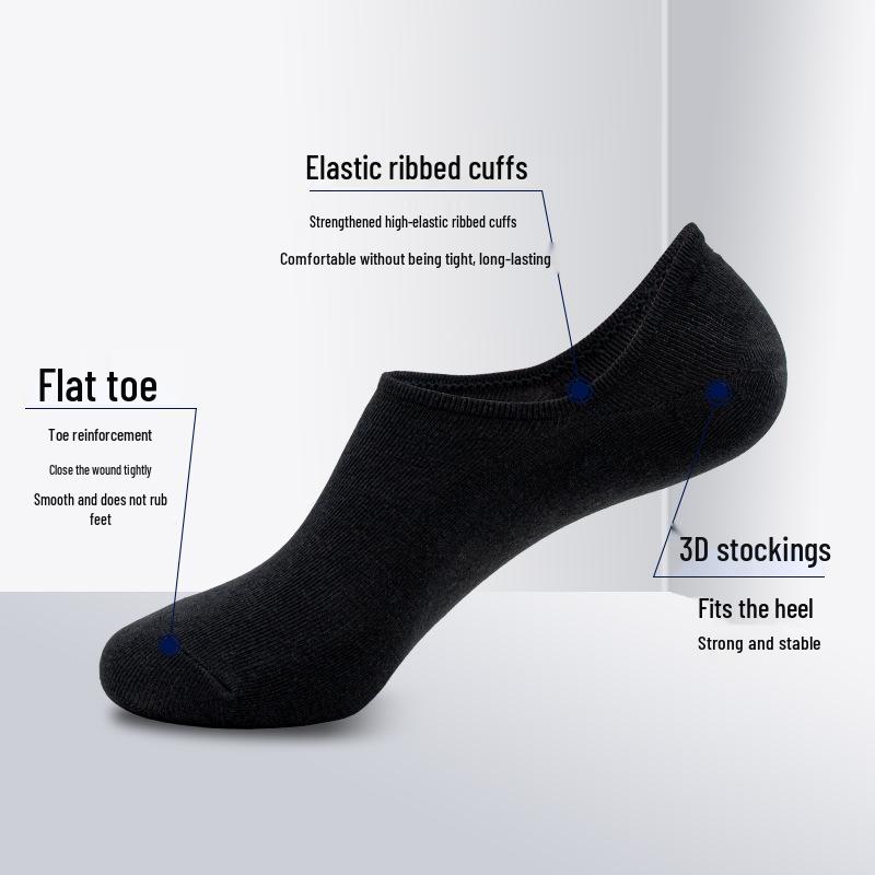 Women's and Men's Black & White Low-Cut Summer Socks - Thin, Anti-Odor, Sweat-Absorbent, Non-Slip Polyester Boat Socks.