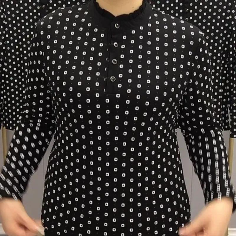 Mom's 2025 Spring Loose Casual Base Shirt Fashionable Long-sleeved Top