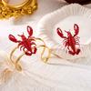Overdreven Emaille Rode Kreeft Armband voor Vrouwen Trendy Creatieve Verstelbare Vingerring Casual Banket Sieraden Cadeaus