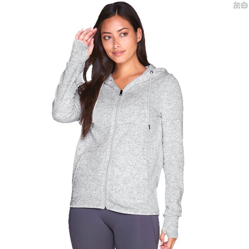 

Women s Running Leisure Cotton Fleece Hooded Jacket Gray XL