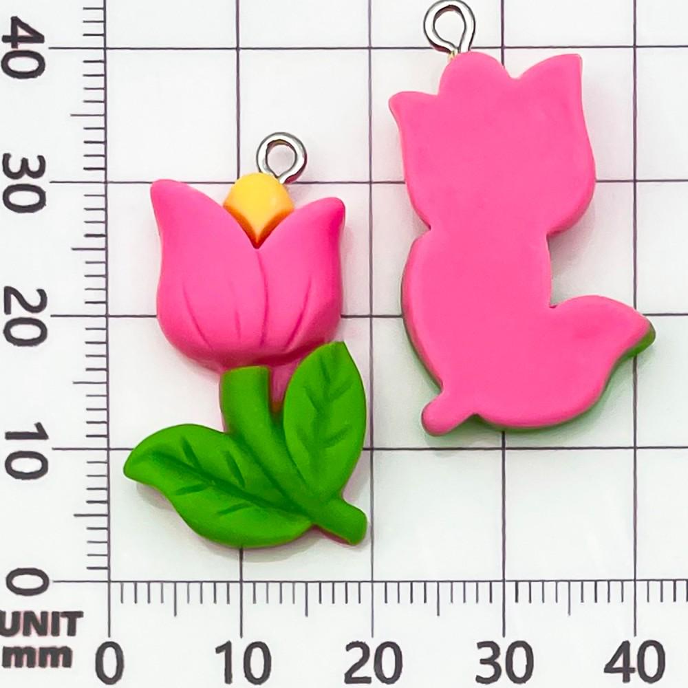 30-Piece Set: Pink Resin Sunflower & Rose Flower Pendants for DIY Jewelry
