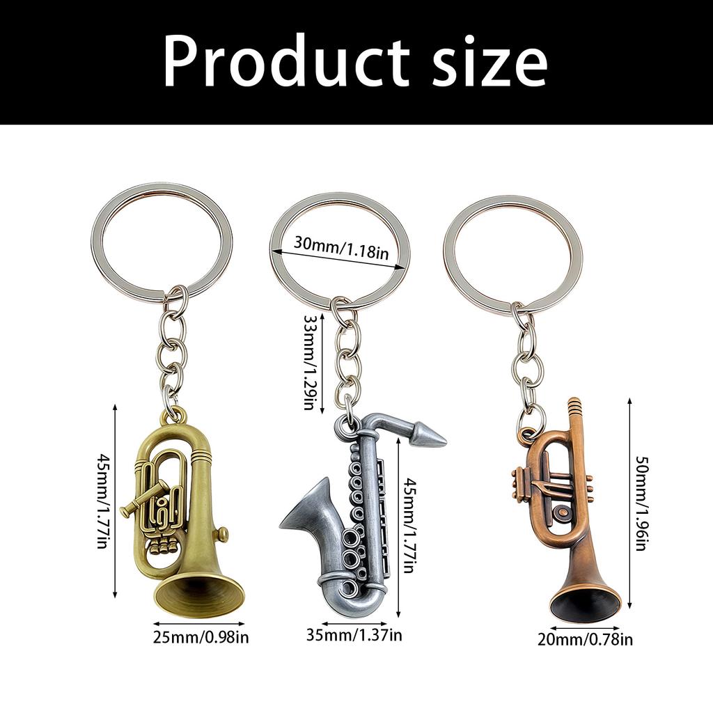Rustproof Retro Style Keyring Bag Pendant Musical Instrument Keychain Zinc Alloy Construction For Daily Use