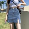 Damen High-Waist Denim Minirock - 2024 Sommer Schlankmachende A-Linie mit Elastischen Anti-Expositions-Shorts