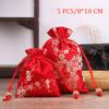 5Pcs Drawstring Pocket Chinese Style Pocket Jewelry Gift Wedding Candy Packaging Bag  Storage Bag Reusable Pouches