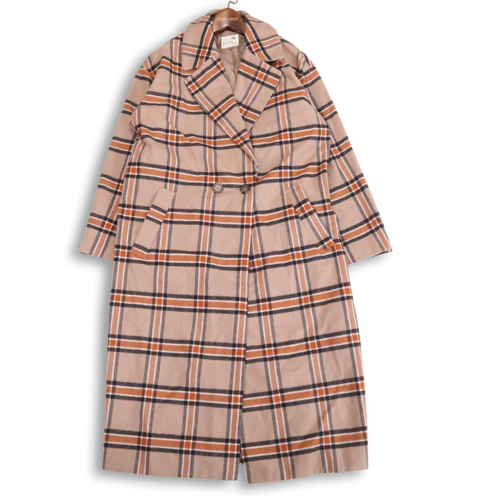 earth musicecology Earth Music  Ecology Autumn/Winter Tartan Check Chester Coat Sz.F Ladies
