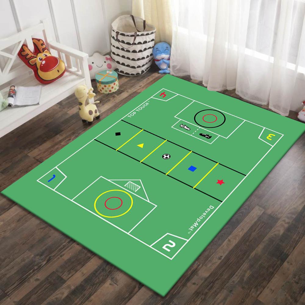 Cartoon Football Carpet Living Room Area Rug Kids Play Mat Aircraft Soccer Dinosaur Boys Bedroom Rug Crystal Velvet Doormat