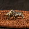 Mini Statue Brass Bull Figurine Desktop Ornament Abstract Animal Sculpture Miniature Zodiac Cattle
