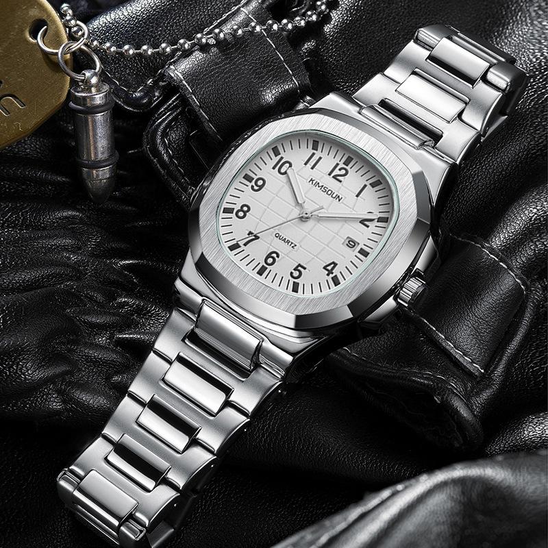 KIMSDUN Golden Shidon Markenuhr Explosion Edelstahlgürtel Herrenuhr Wasserdicht Leuchtende Sport Quarzuhr Herrenuhr