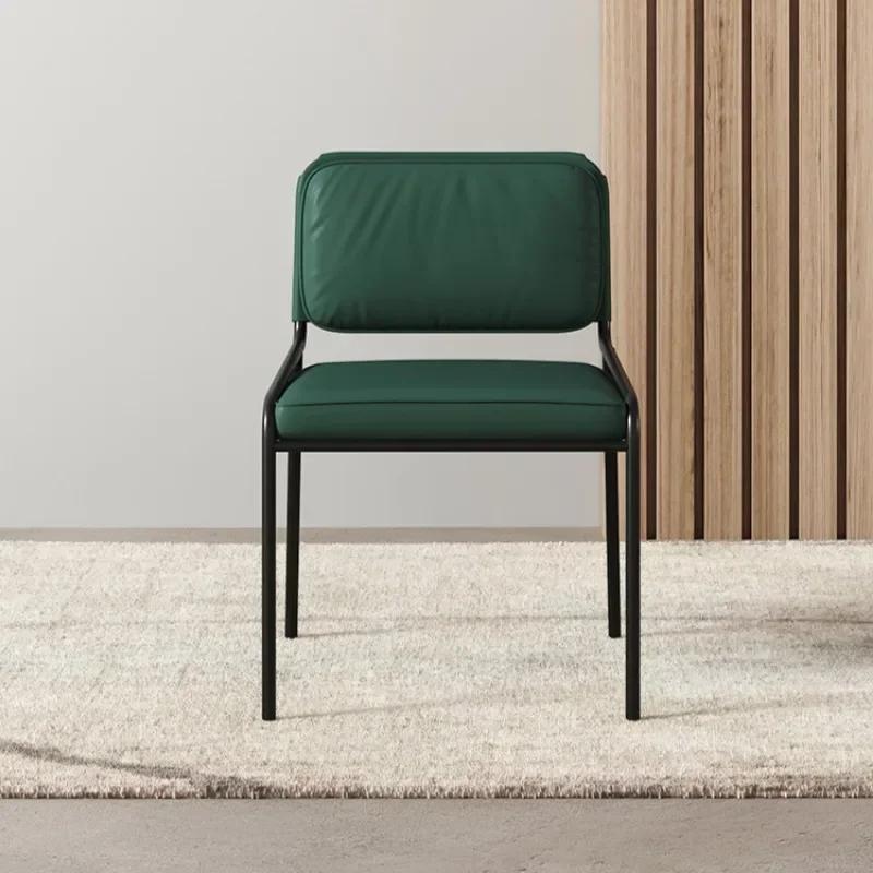 Nordic Light Luxury Designer Soft Bag Backrest Chair Home Simple Dining Stool Comfortable Leather Office Chairs Home Furniture