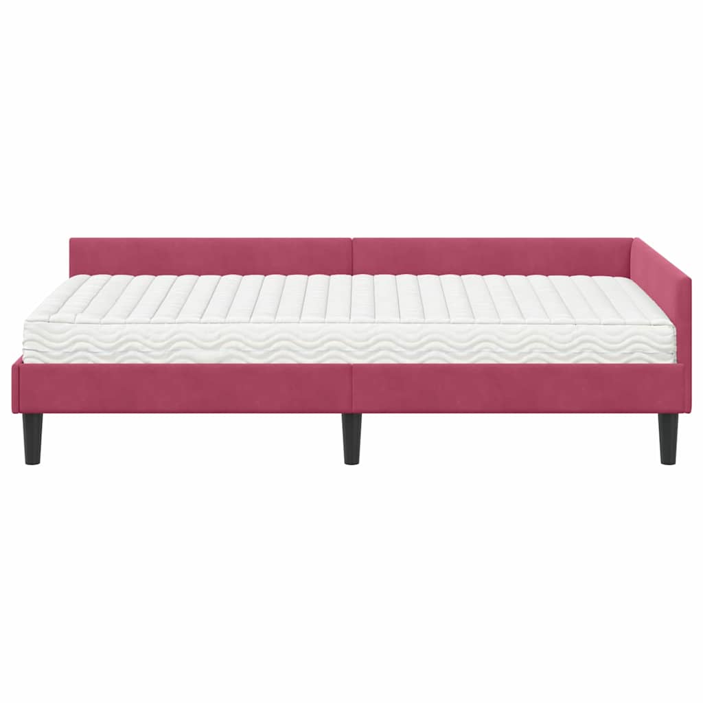 Corner Bed Frame with Mattress Miscellaneous 2 Pcs Green Velvet