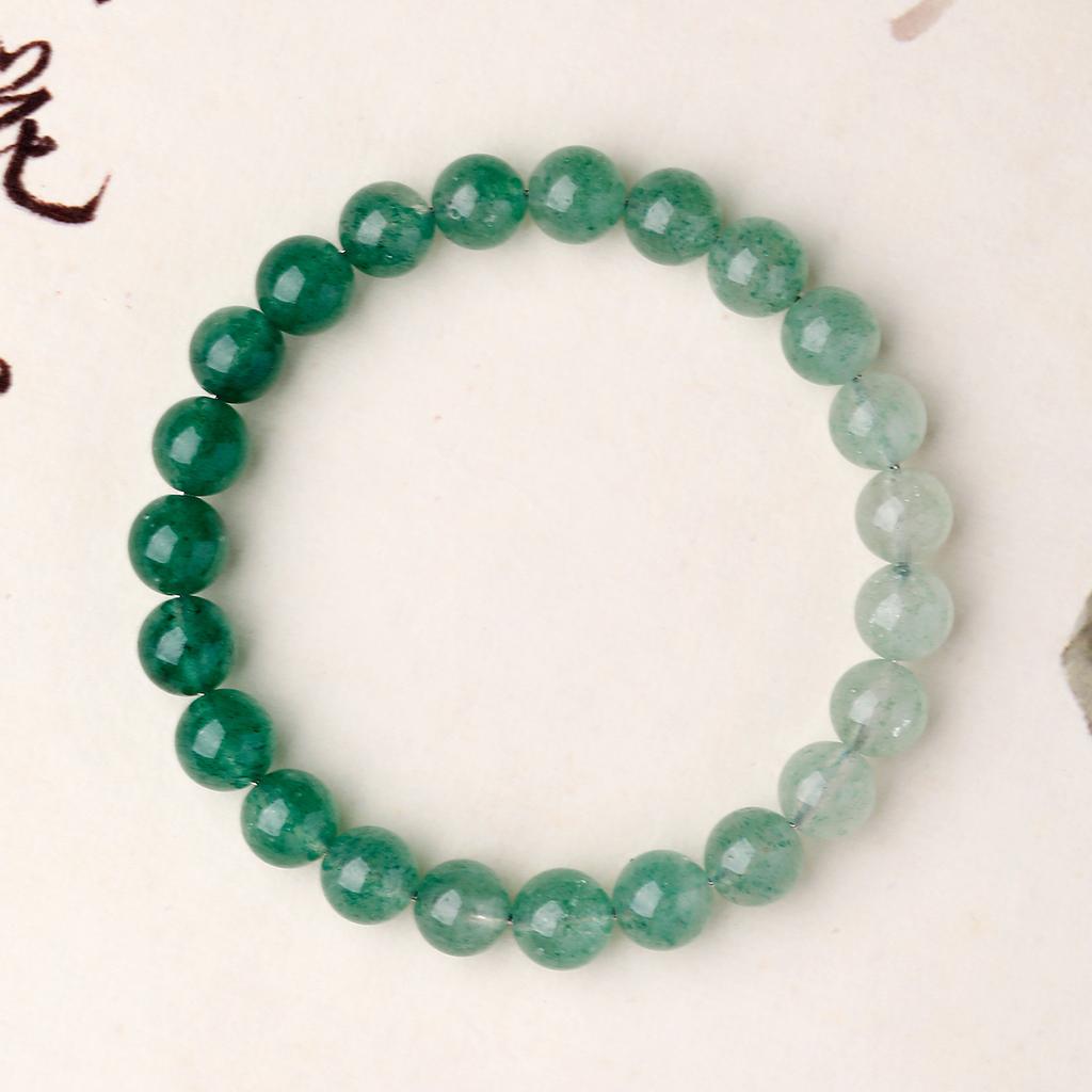 Natural Green Strawberry Crystal Bracelet for Women, Exquisite and High-end Green Gradient Crystal Single-loop Bracelet, Jewelry Gift
