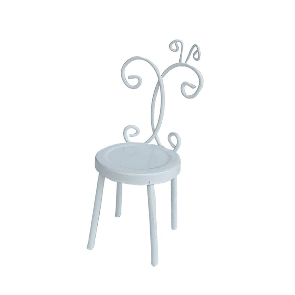 1/12 Scale Miniature Iron Back Chair Antique Design Alloy Dollhouse Furniture For Dollhouse Display And Collection