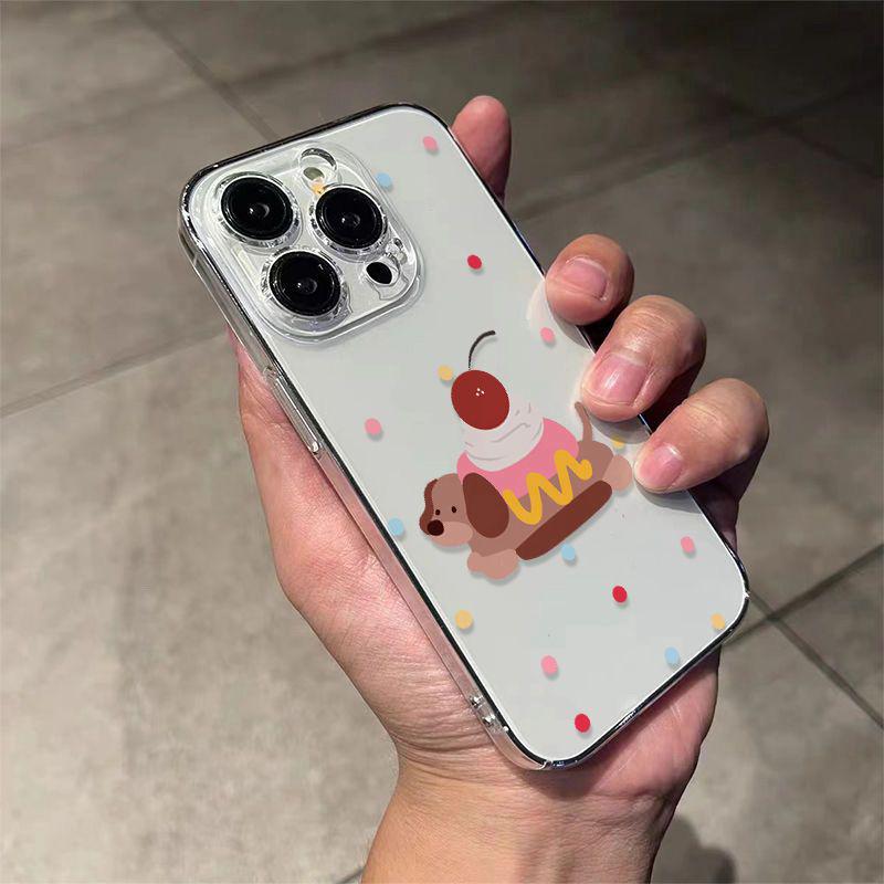 Space Shell Dog Cake Case for iPhone 17 Pro Max/16/15/14/13 Pro - Transparent & Drop-Proof