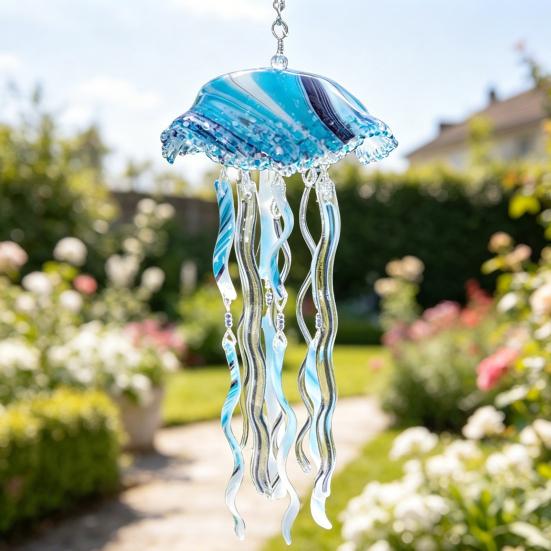 Acrylic Jellyfish Wind Chime for Outside Jellyfish Hanging Sun Catcher Wind