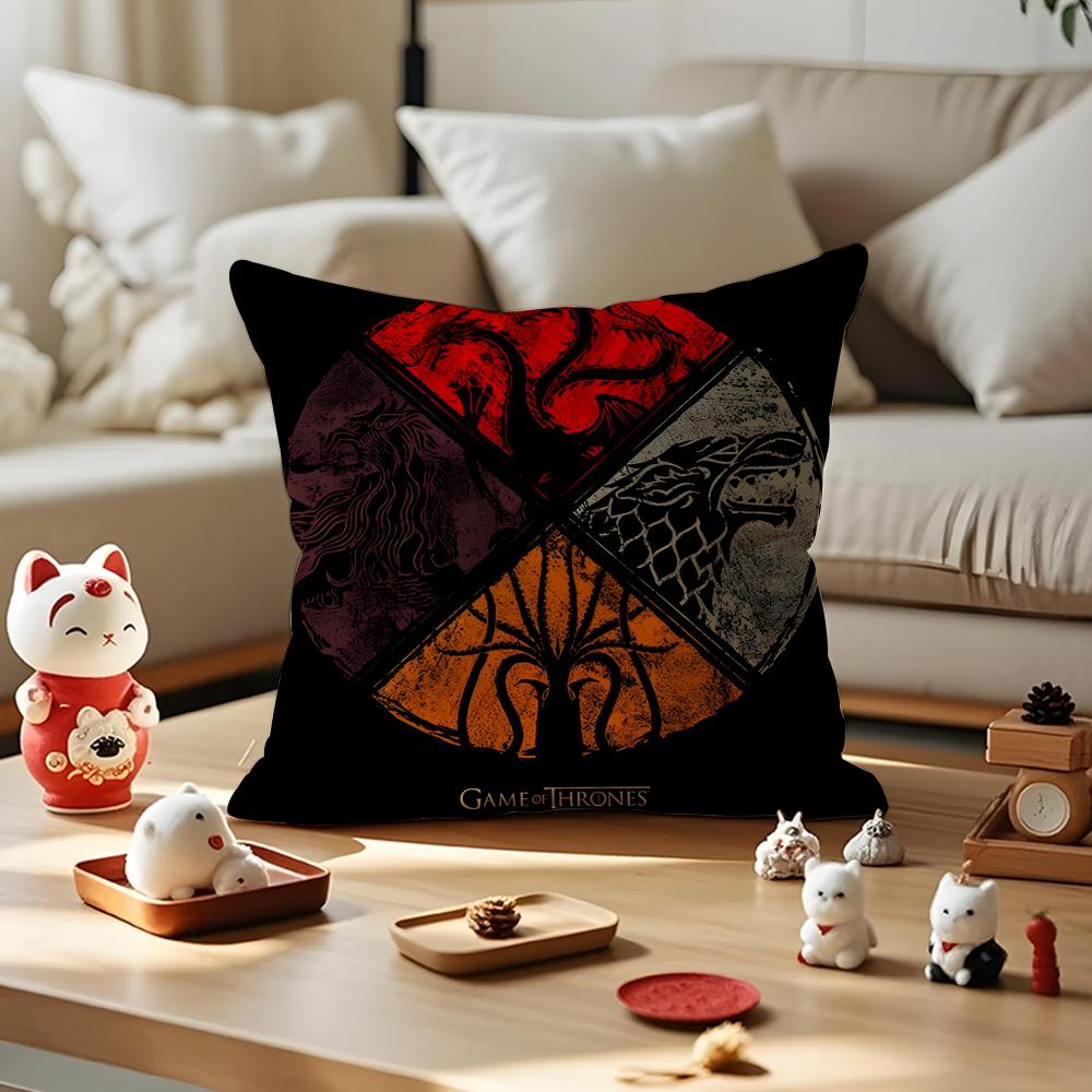 Movie GGame of Thrones Cushion Cover Silky Short Plush Invisible Zipper Dustproof Sofa Pillow Case for Home Decor